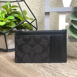 FIRM PRICE ‼️ COACH Men's Zip Card Case In Signature Canvas